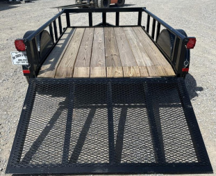 New 2025 Road Boss 5x8 Single Axle, Pipe Rail, Dove, 3' Gate Utility Trailer