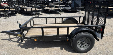 New 2025 Road Boss 5x8 Single Axle, Pipe Rail, Dove, 3' Gate Utility Trailer