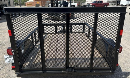 New 2025 Road Boss 5x8 Single Axle, Pipe Rail, Dove, 3' Gate Utility Trailer