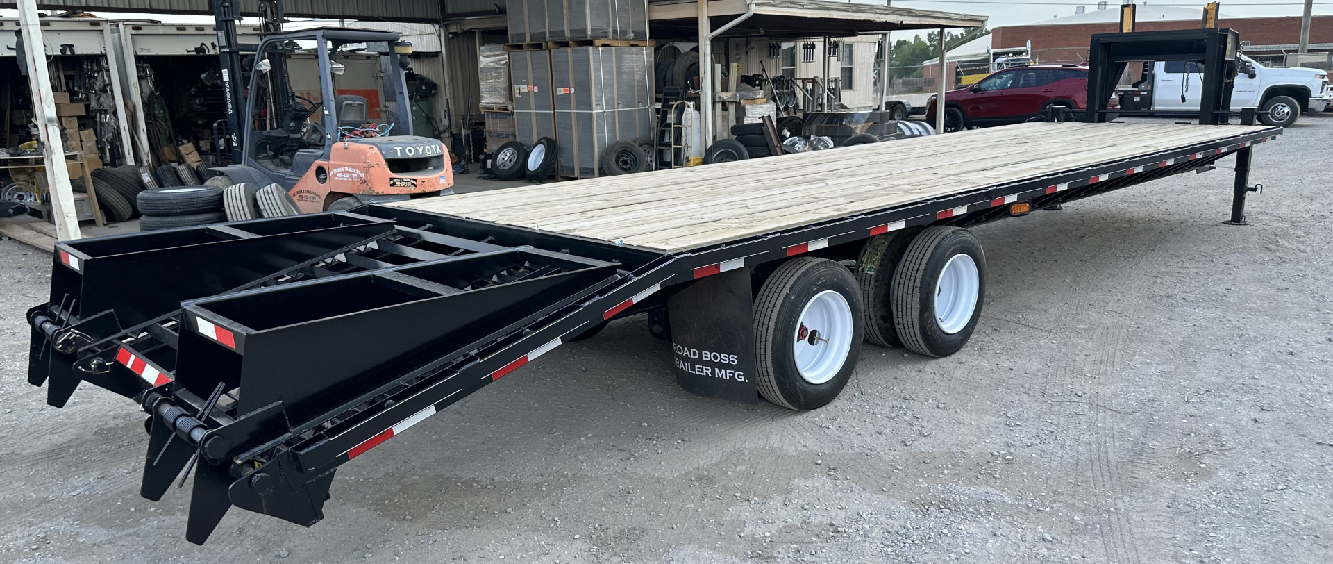 New 2026 Road Boss 32' Tandem 12k Dozer Dove with Hutch Equipment Trailer