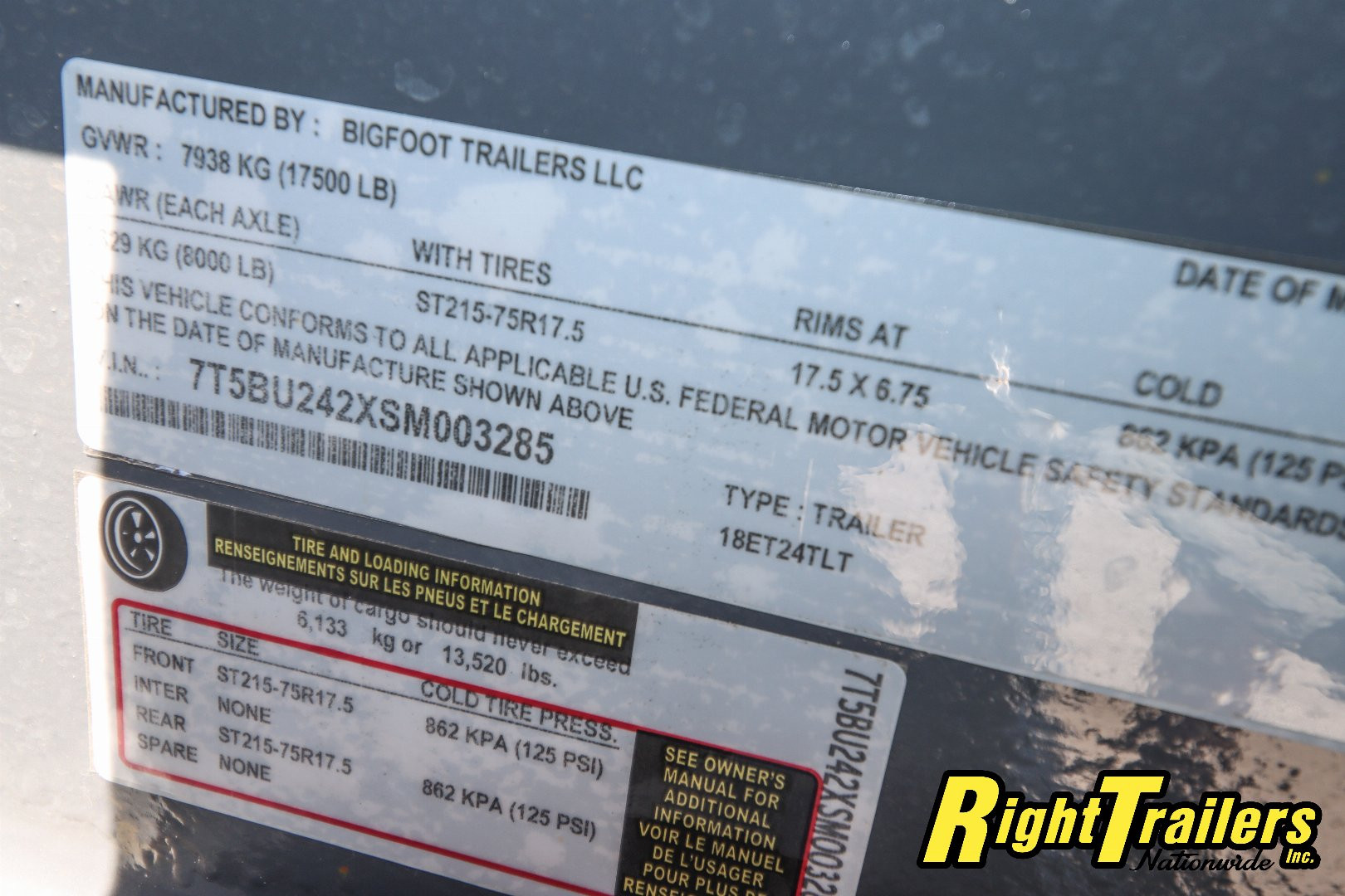 New 2025 7X24 Bigfoot Equipment Trailer