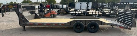 New 2025 East Texas Trailers 102" x 24' Tandem Axle Gooseneck Lowstyle with Mini Macho Dove Equipment Trailer