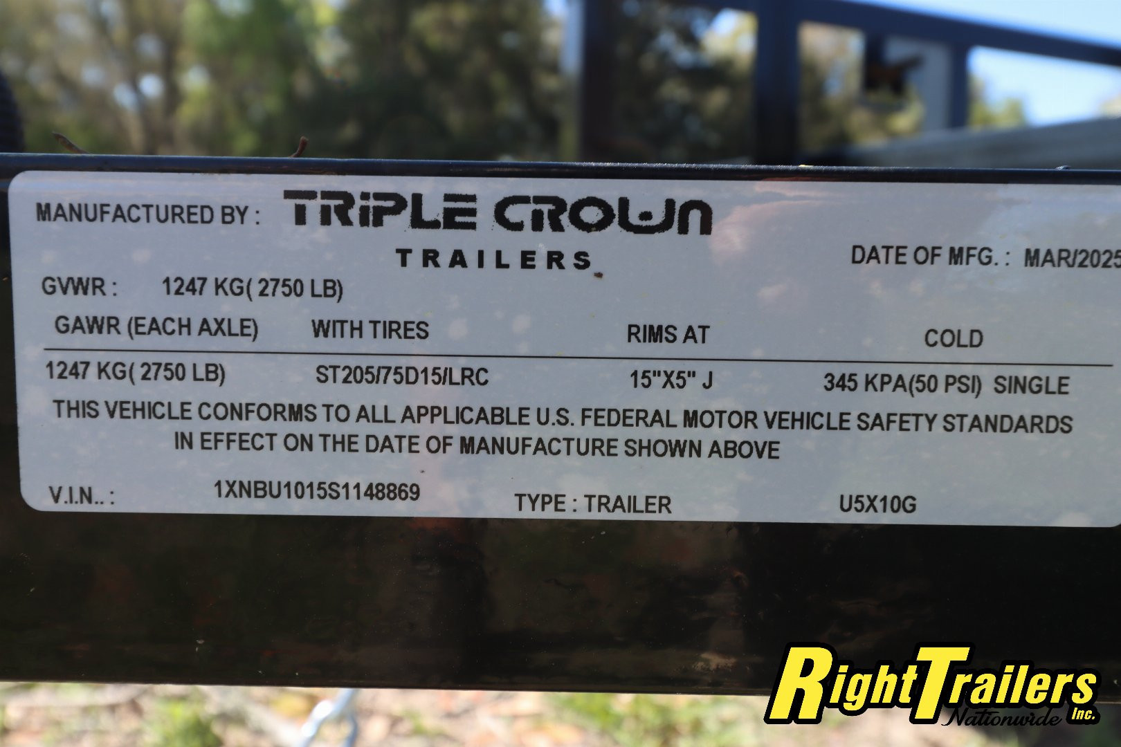 New 2025 5X10 Triple Crown Utility Trailer