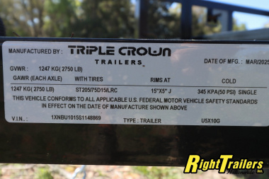 New 2025 5X10 Triple Crown Utility Trailer