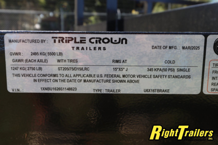 New 2025 6X16 Triple Crown Utility Trailer
