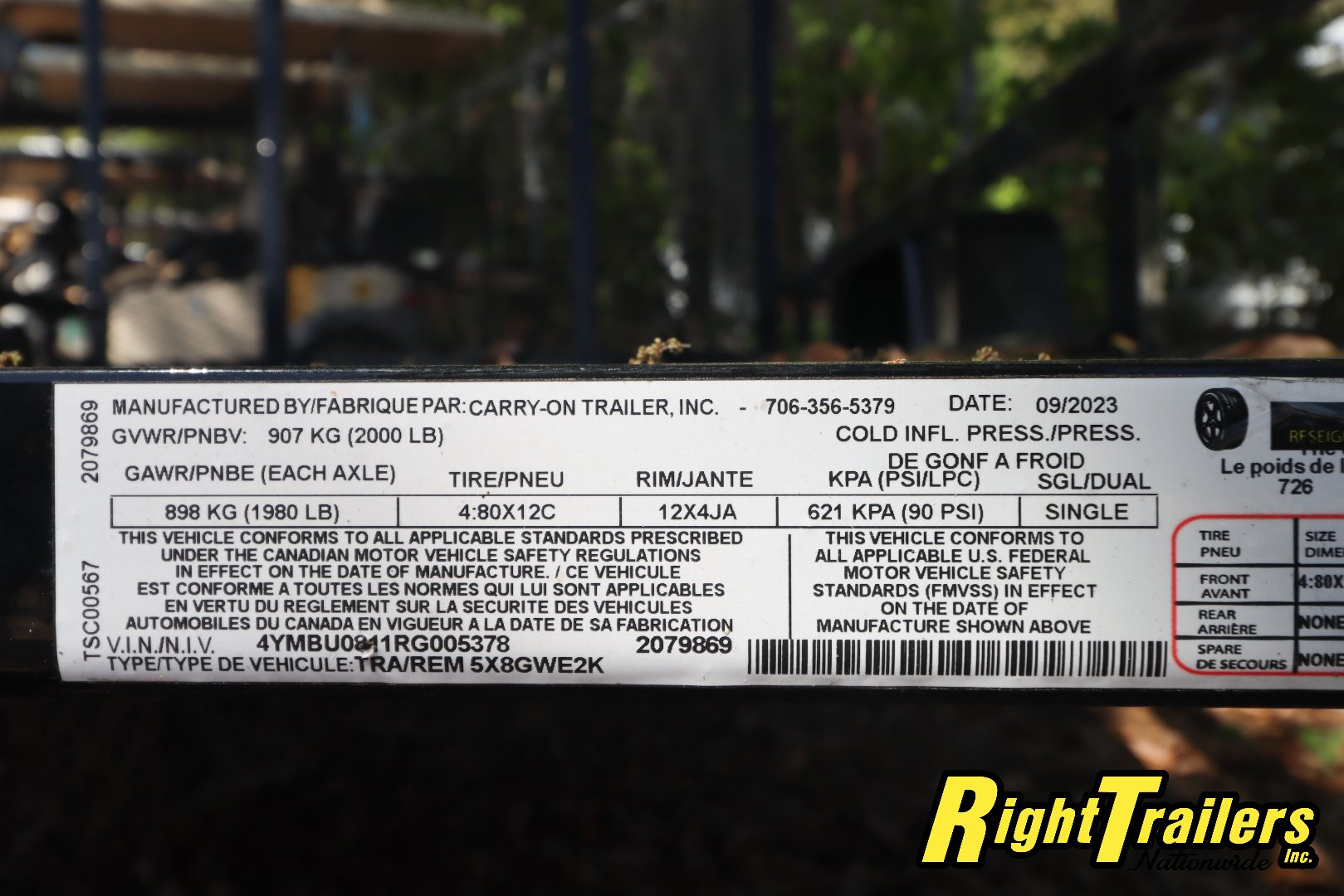 Used 2024 5X8 Carry-On Utility Trailer