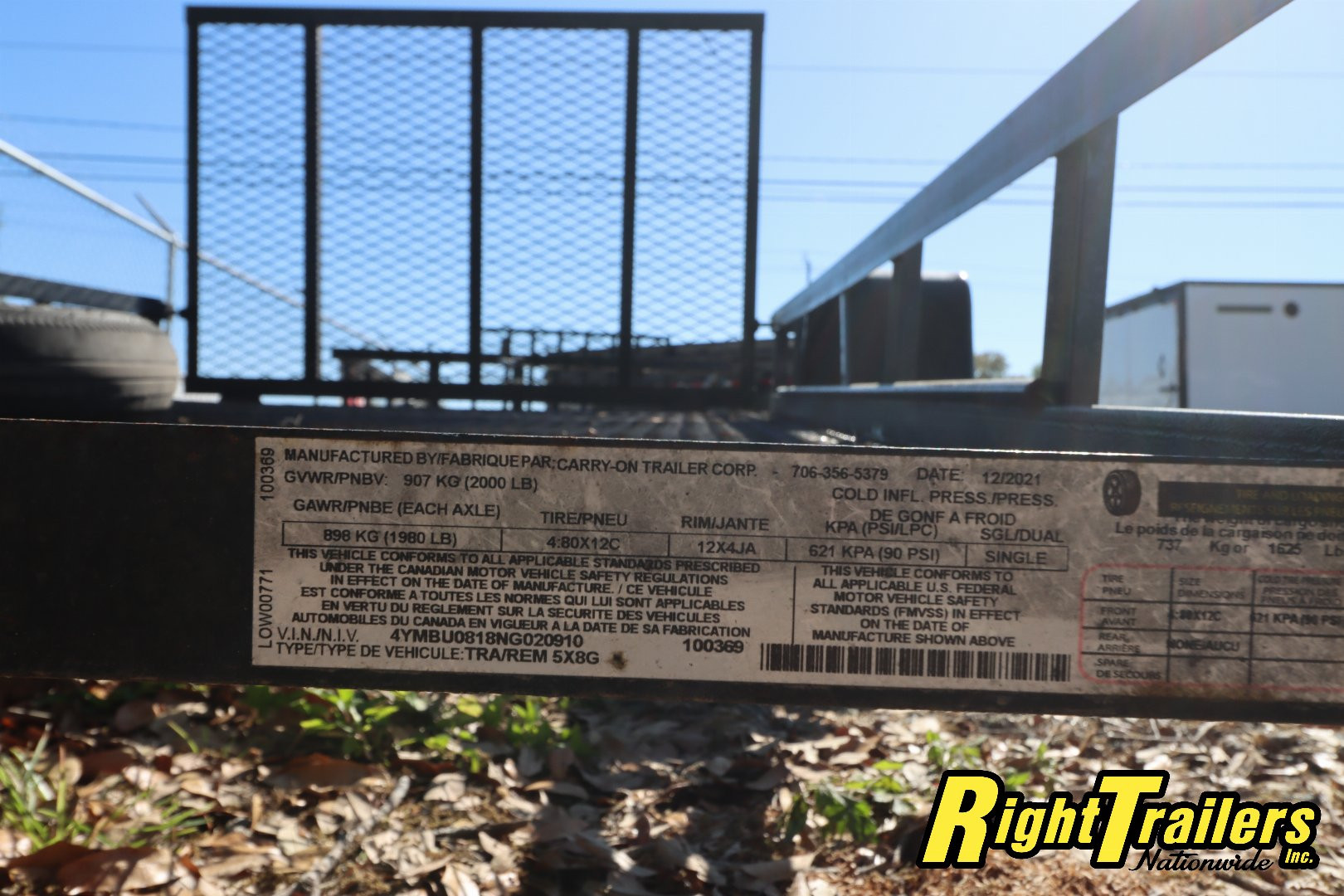 Used 2022 5X8 Carry-On Utility Trailer