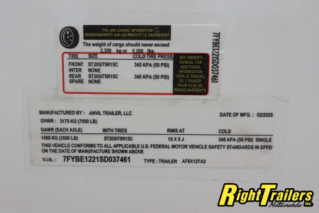 New 2025 6X12 ANVIL CARGO TRAILER