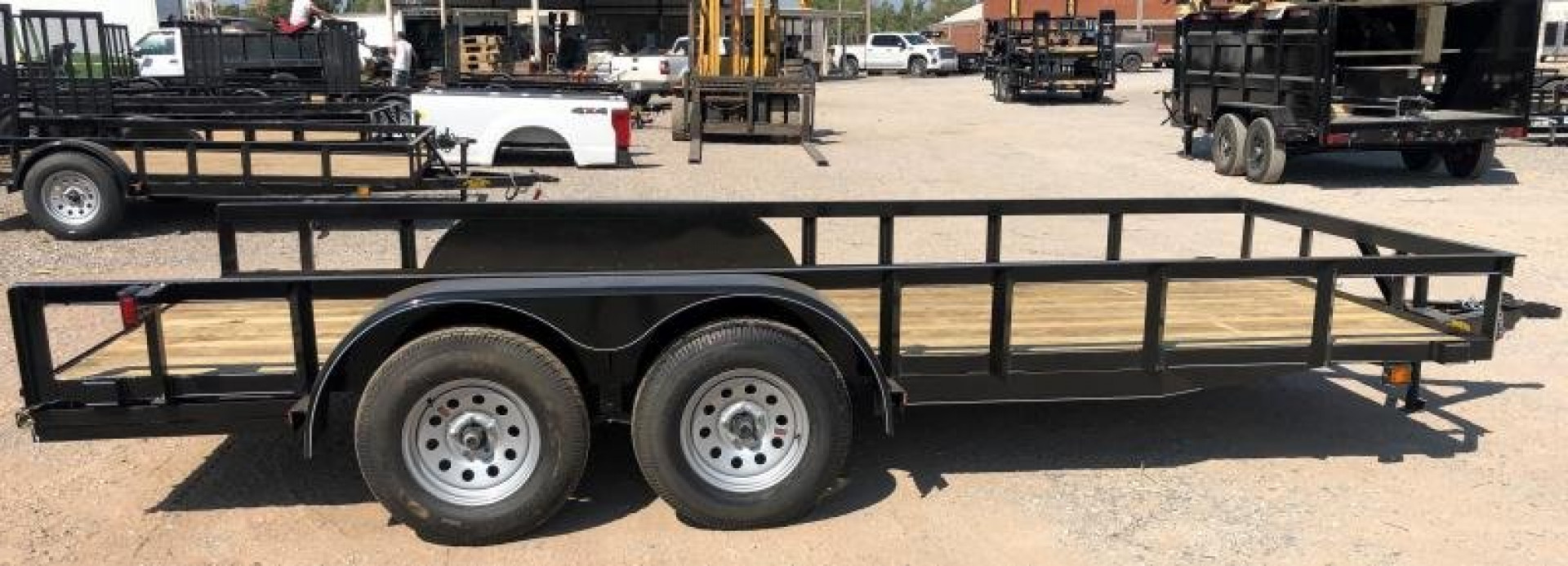 New 2025 Road Boss 77x16 Tandem axle Slide in ramps Utility Trailer
