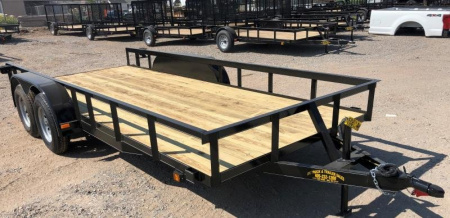 New 2025 Road Boss 77x16 Tandem axle Slide in ramps Utility Trailer