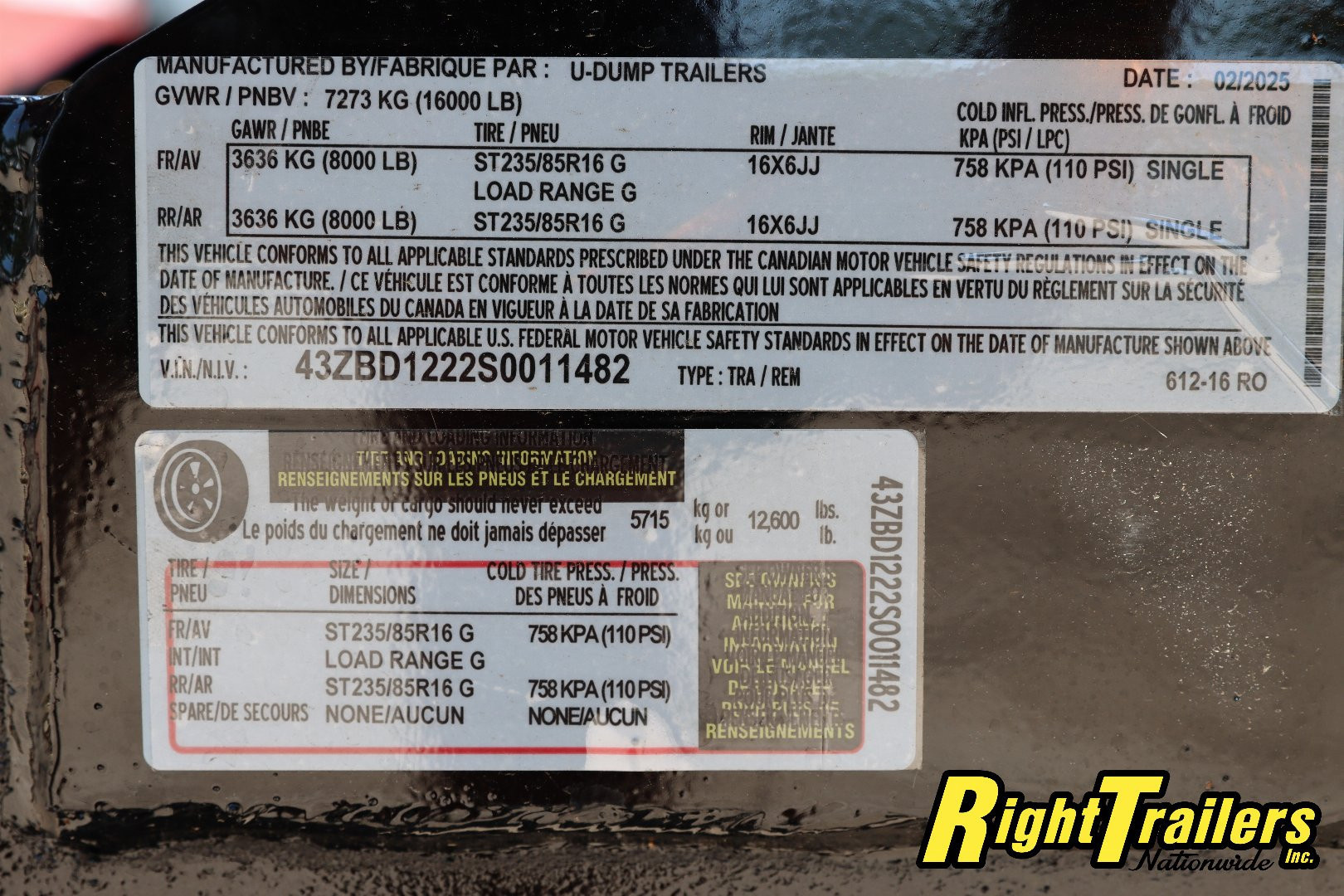 New 2025 U-Dump 6X12 ROLL OFF Rollster