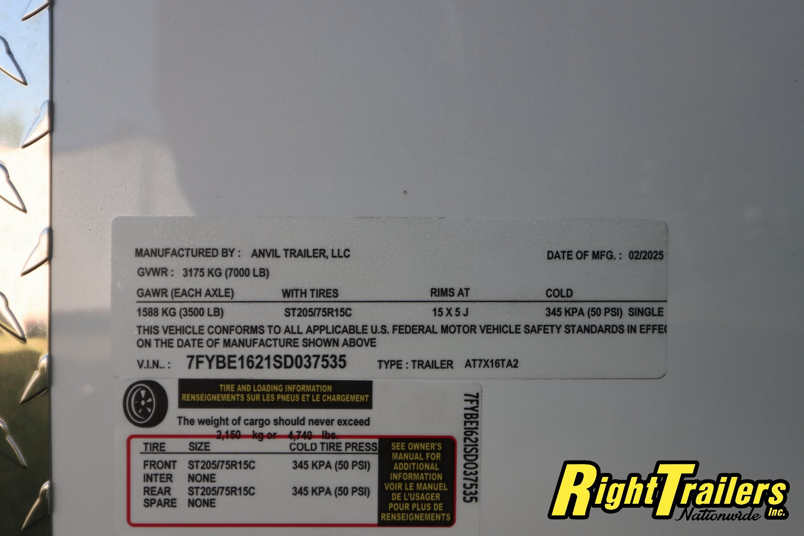 New 2025 7X16 Anvil Cargo Trailer