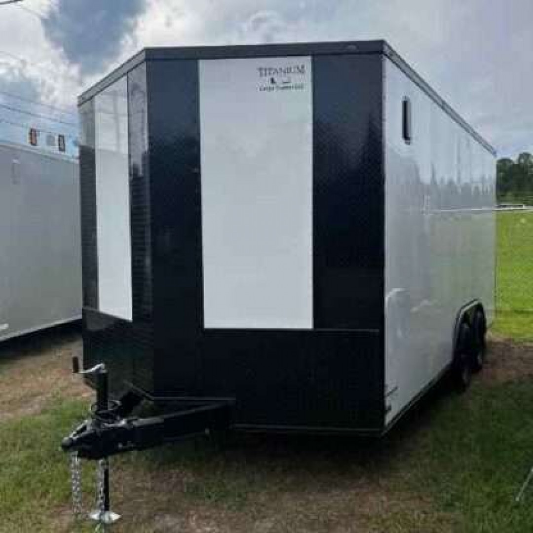 New 2025 Titanium Cargo 8.5x16TA Cargo / Enclosed Trailer WHITE BLACKOUT
