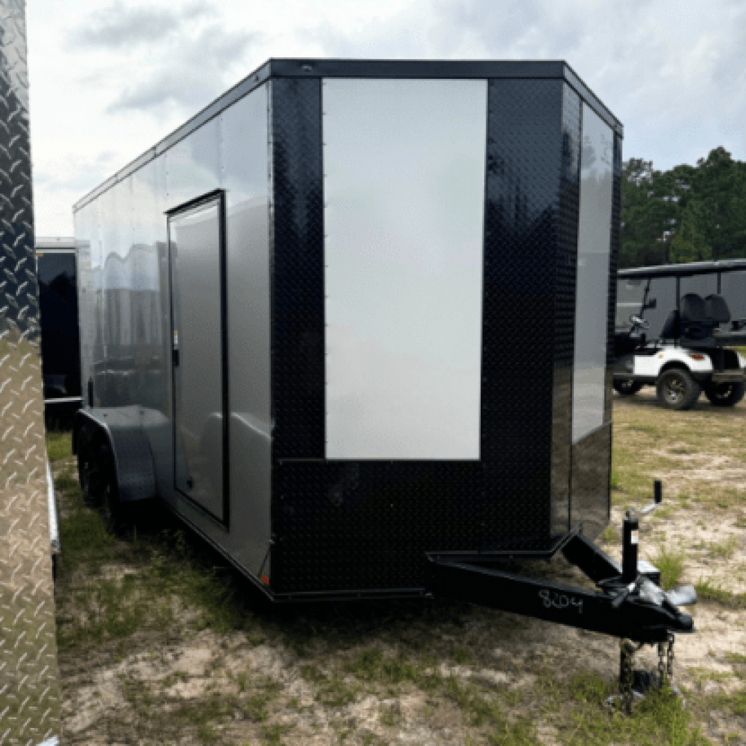 New 2025 Titanium Cargo 7x16TA Cargo / Enclosed Trailer SILVER FROST BLACKOUT