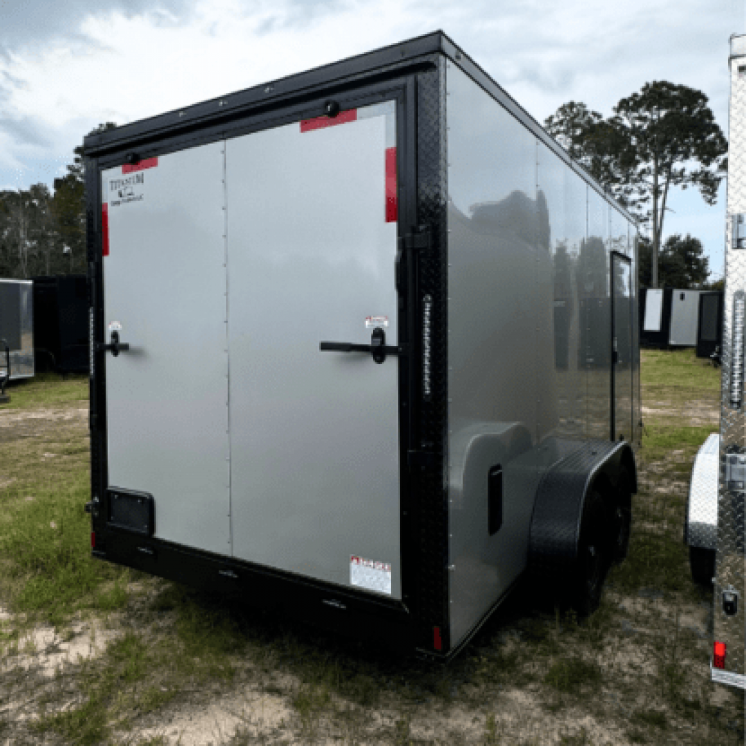 New 2025 Titanium Cargo 7x16TA Cargo / Enclosed Trailer SILVER FROST BLACKOUT