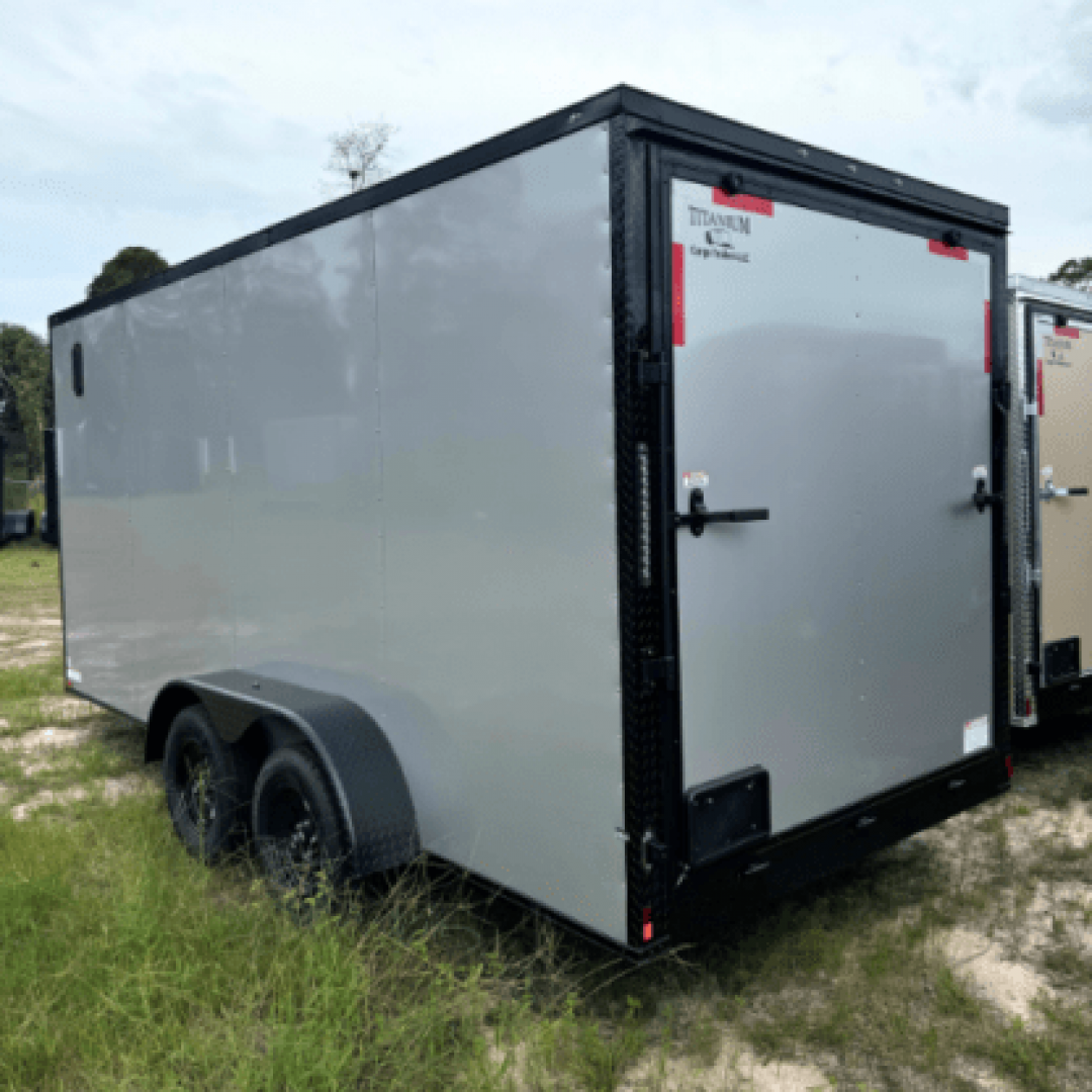 New 2025 Titanium Cargo 7x16TA Cargo / Enclosed Trailer SILVER FROST BLACKOUT