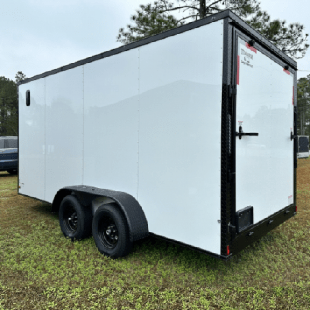 New 2025 Titanium Cargo 7x16TA Cargo / Enclosed Trailer WHITE BLACKOUT