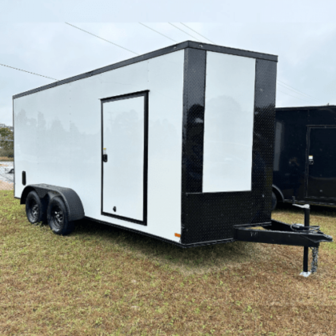 New 2025 Titanium Cargo 7x16TA Cargo / Enclosed Trailer WHITE BLACKOUT