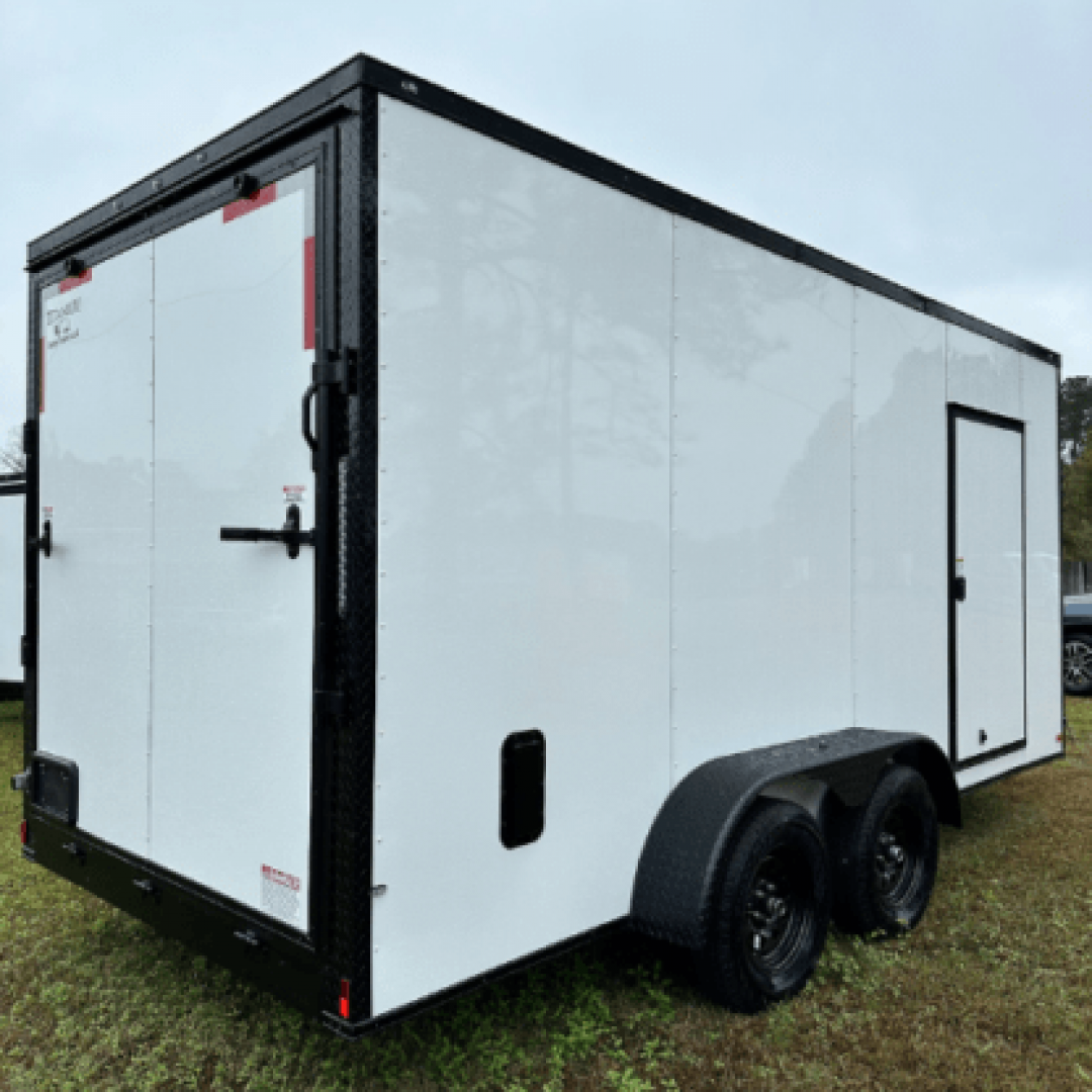 New 2025 Titanium Cargo 7x16TA Cargo / Enclosed Trailer WHITE BLACKOUT