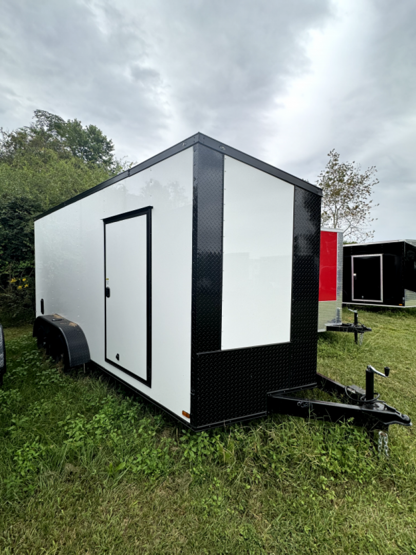 New 2025 Titanium 7X16TA 7' WHITE POLYCOR BLACKOUT Cargo / Enclosed Trailer