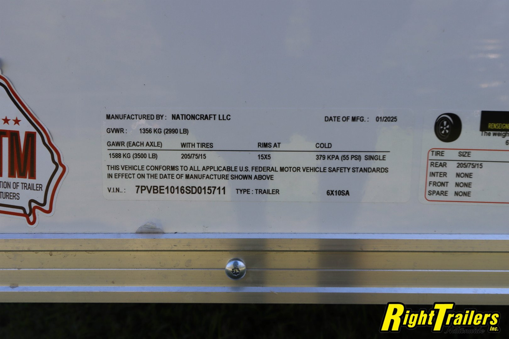 New 2025 6X10 NationCraft CARGO TRAILER