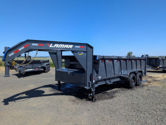 New 2025 Lamar Trailers 83" x 16' -16K GOOSENECK Dump Trailer 36" SIDES