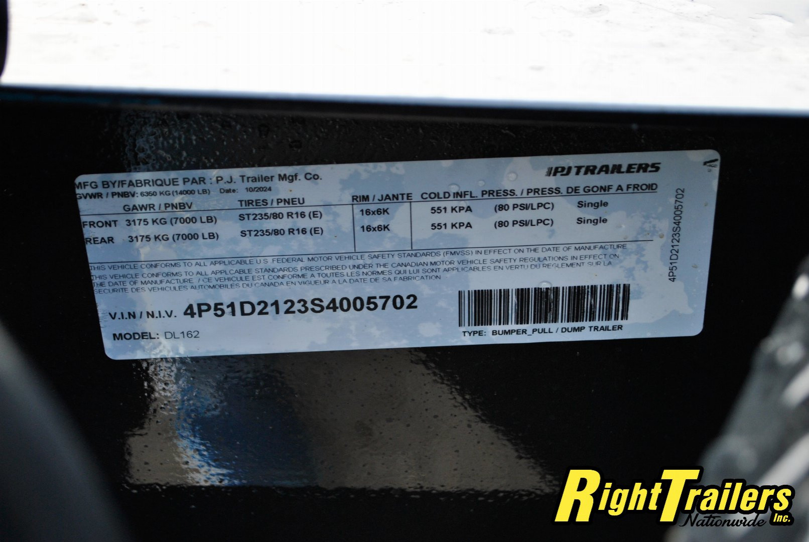 New 2025 7X16 PJ DUMP TRAILER