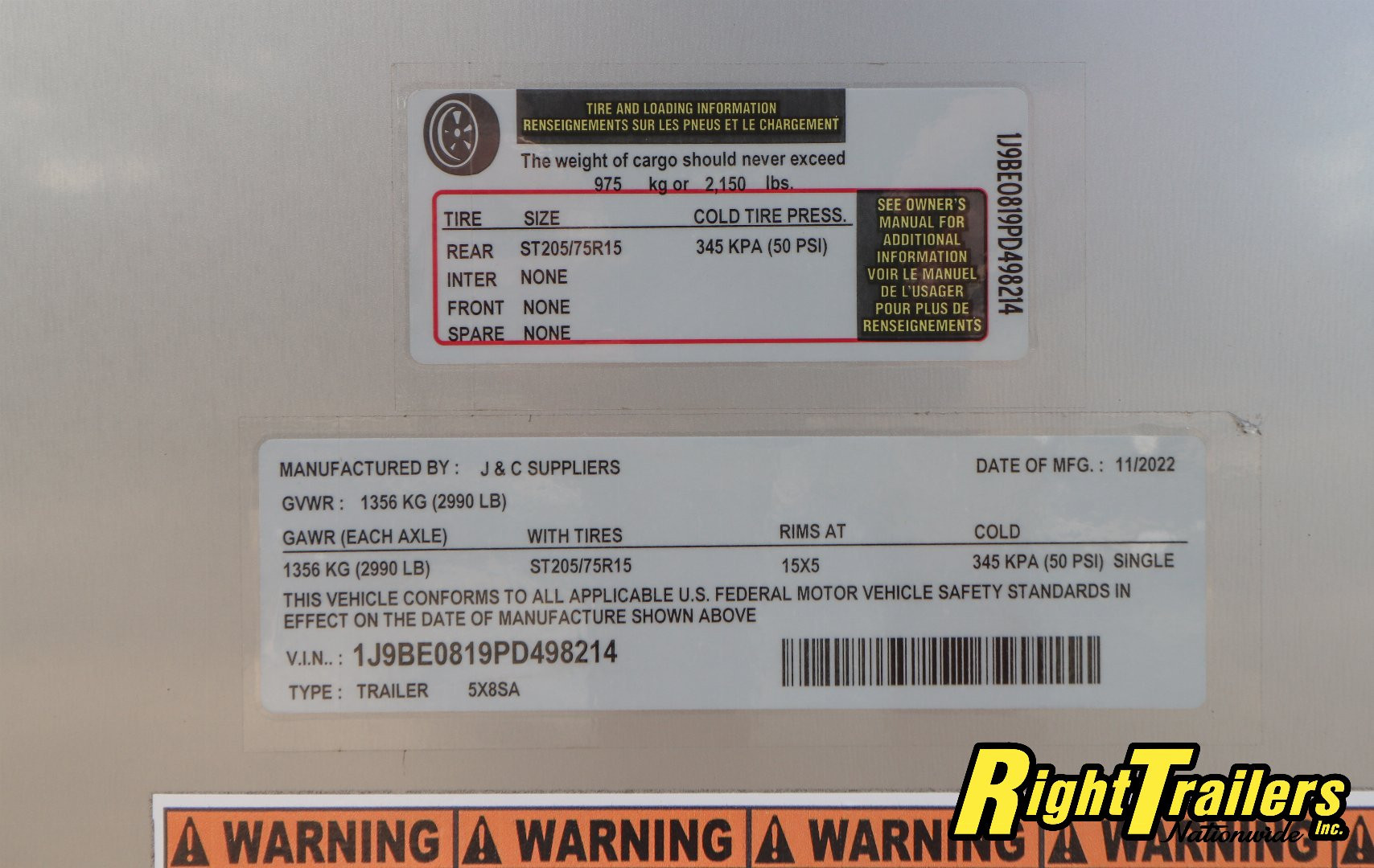 Used 2023 5X8 J&C SUPPLIERS CARGO TRAILER