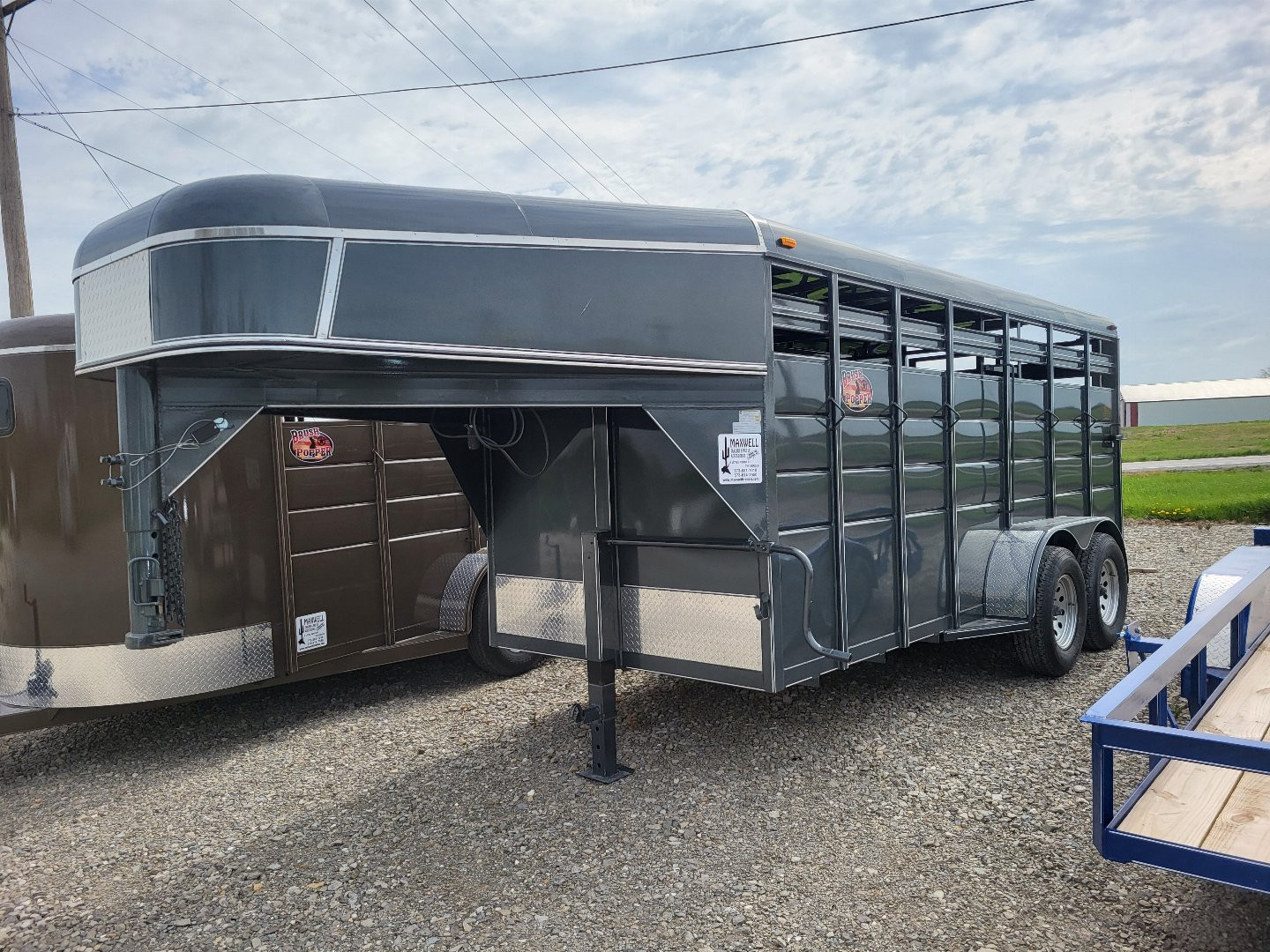 New 2025 Maxwell 16ft Slate Gray Gooseneck Stock / Stock Combo Trailer