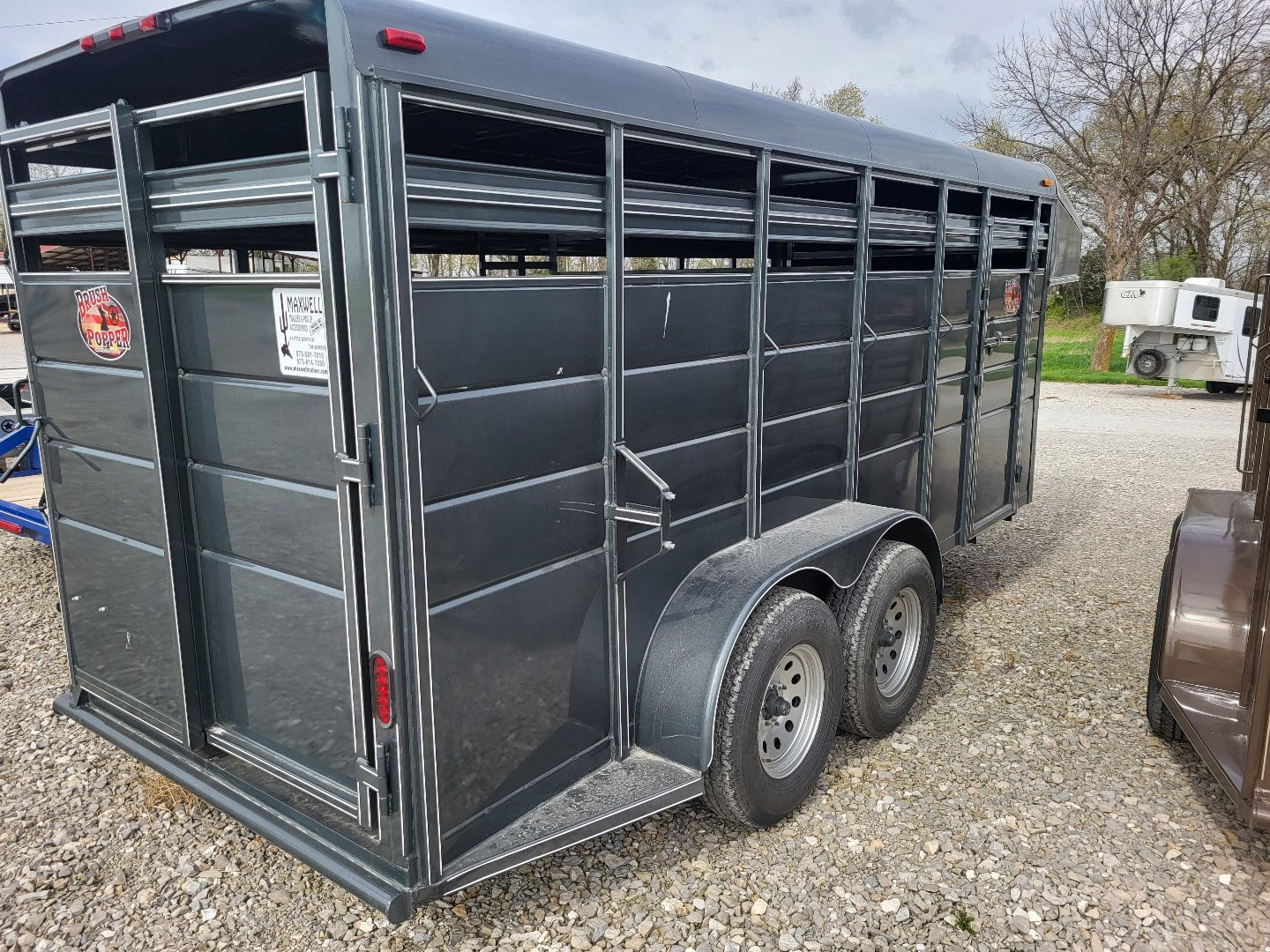 New 2025 Maxwell 16ft Slate Gray Gooseneck Stock / Stock Combo Trailer