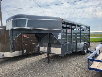 New 2025 Maxwell 16ft Slate Gray Gooseneck Stock / Stock Combo Trailer