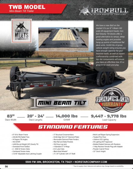 New 2025 Iron Bull TWB8320 Tilt Trailer