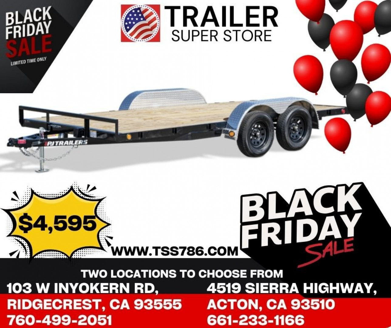 New 2024 PJ TRAILERS 83 x 18 C4182 Car Hauler BLACK FIRDAY SALE