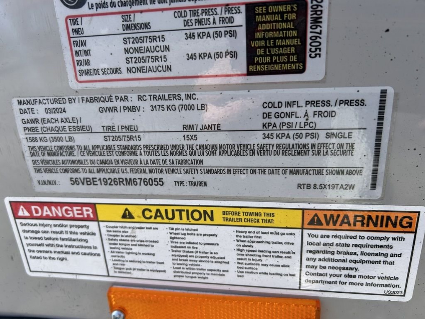 New 2024 RC TRAILER RTB 8.5X19TA2W Cargo / Enclosed Trailer