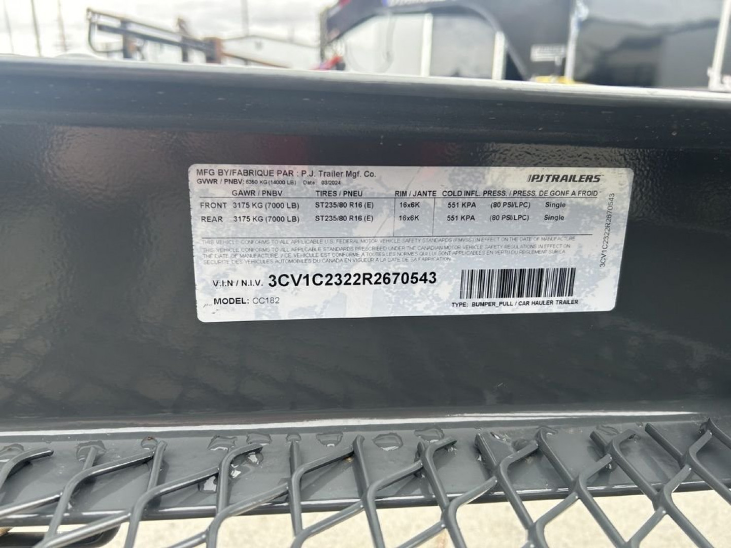 New 2024 PJ Trailers 6" Channel Equipment (CC) 18' Equipment Trailer