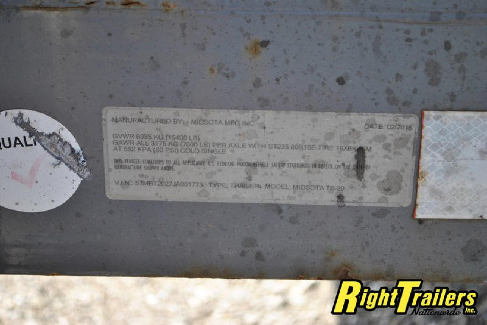 Used 2018 7X22 MIDSOTA Tilt Bed Equipment Trailer