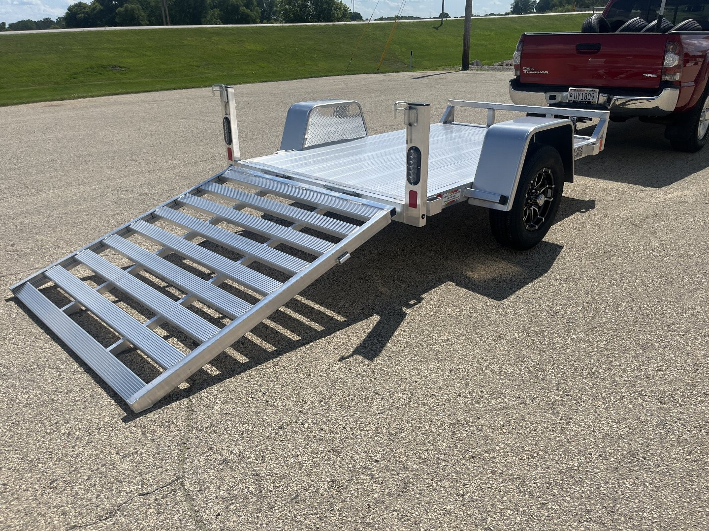 New 2025 BLACK RHINO Aluminum 5'x8' UTS508 w/ No Side Rails ATV Trailer