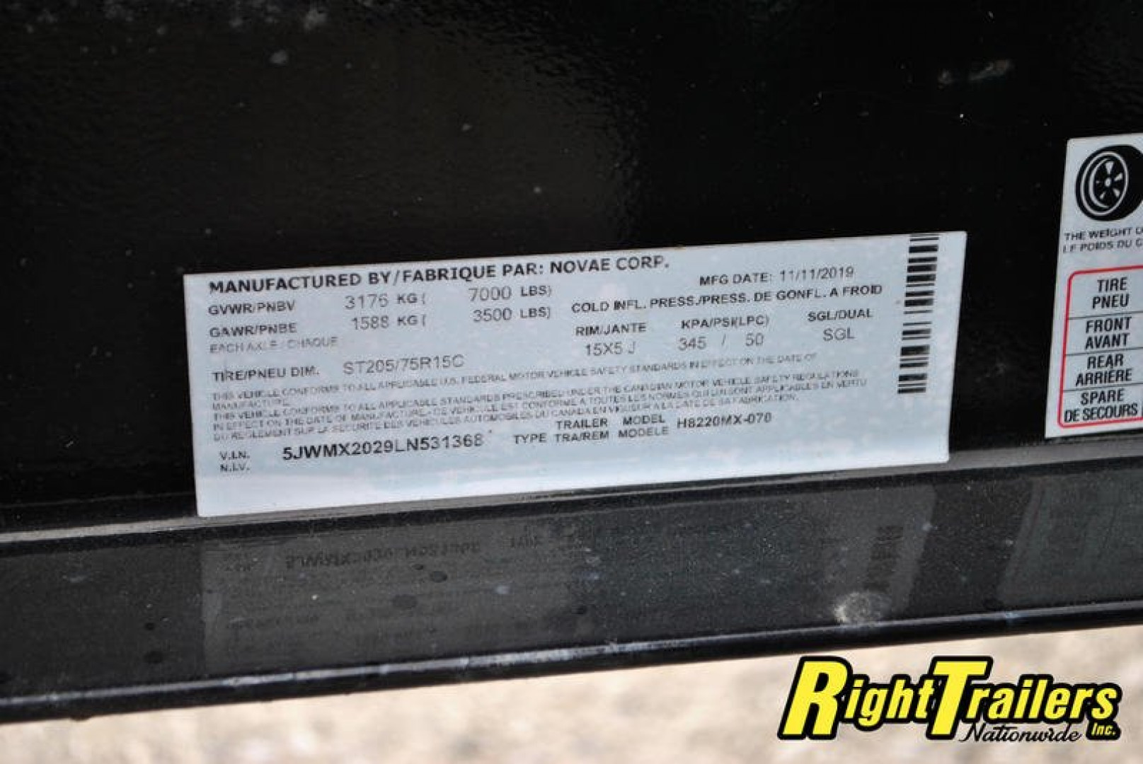 Used 2020 7X20 H&H Tilt Trailer