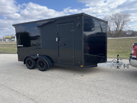 New 2025 Qualitec Aluminum 7'x14'+30" Aerostar w/ E-Tracks and Black Out Package Cargo / Enclosed Trailer