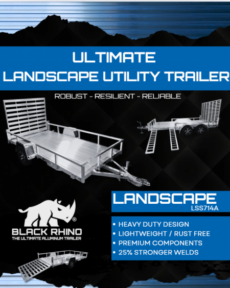New 2026 Black Rhino *INCOMING* Aluminum 81"X14' LSS714A-5K w/ Brakes and Bi-Fold Gate Utility Trailer