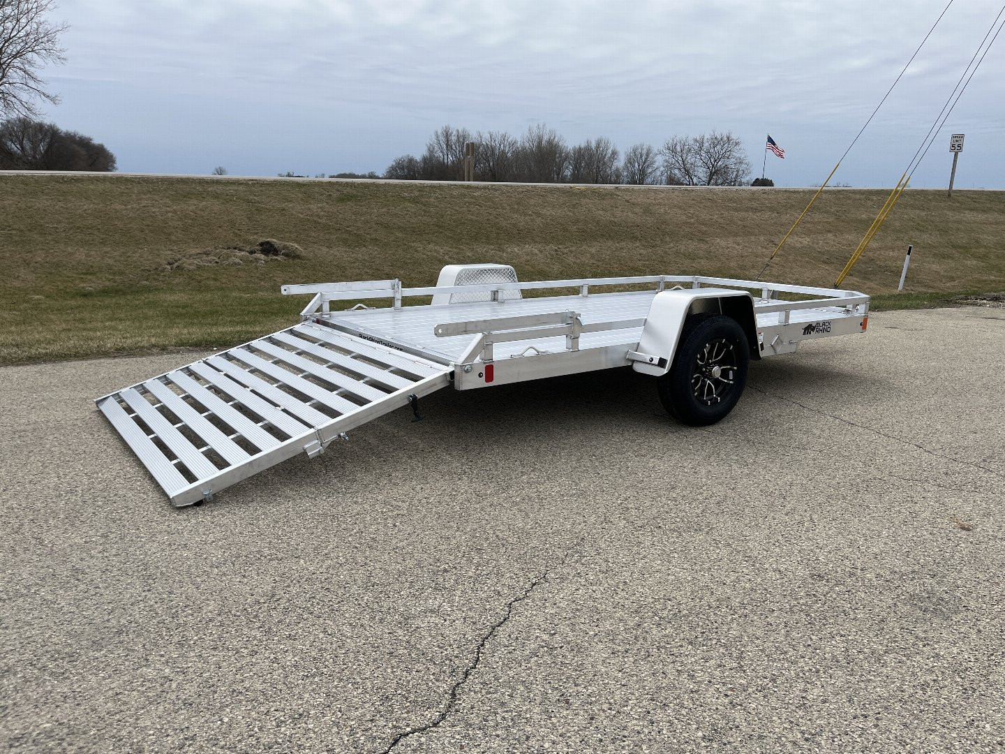 New 2025 Black Rhino Low Pro LPS8112A Aluminum ATV Trailer w/ Bi-Fold Gate