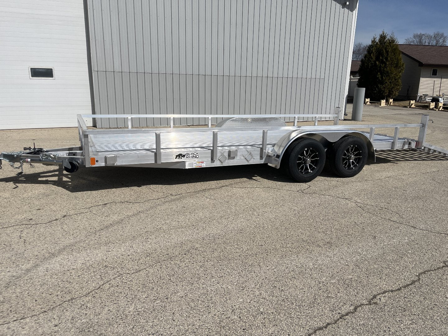 New 2025 Black Rhino LST718A Aluminum Utility Trailer w/ Split Gate and Dual Wheel Jack
