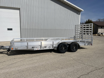 New 2025 Black Rhino LST718A Aluminum Utility Trailer w/ Split Gate and Dual Wheel Jack