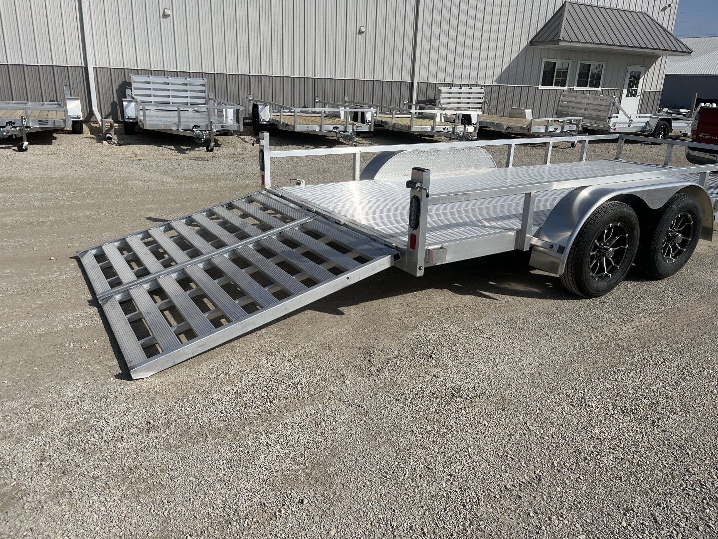 New 2025 Black Rhino LST716A Aluminum Utility Trailer w/ Split Gate and Dual Wheel Jack