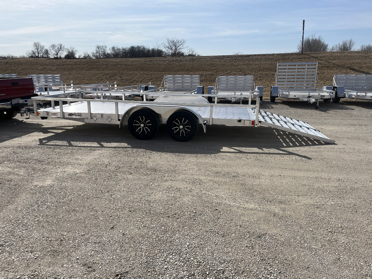 New 2025 Black Rhino LST716A Aluminum Utility Trailer w/ Split Gate and Dual Wheel Jack