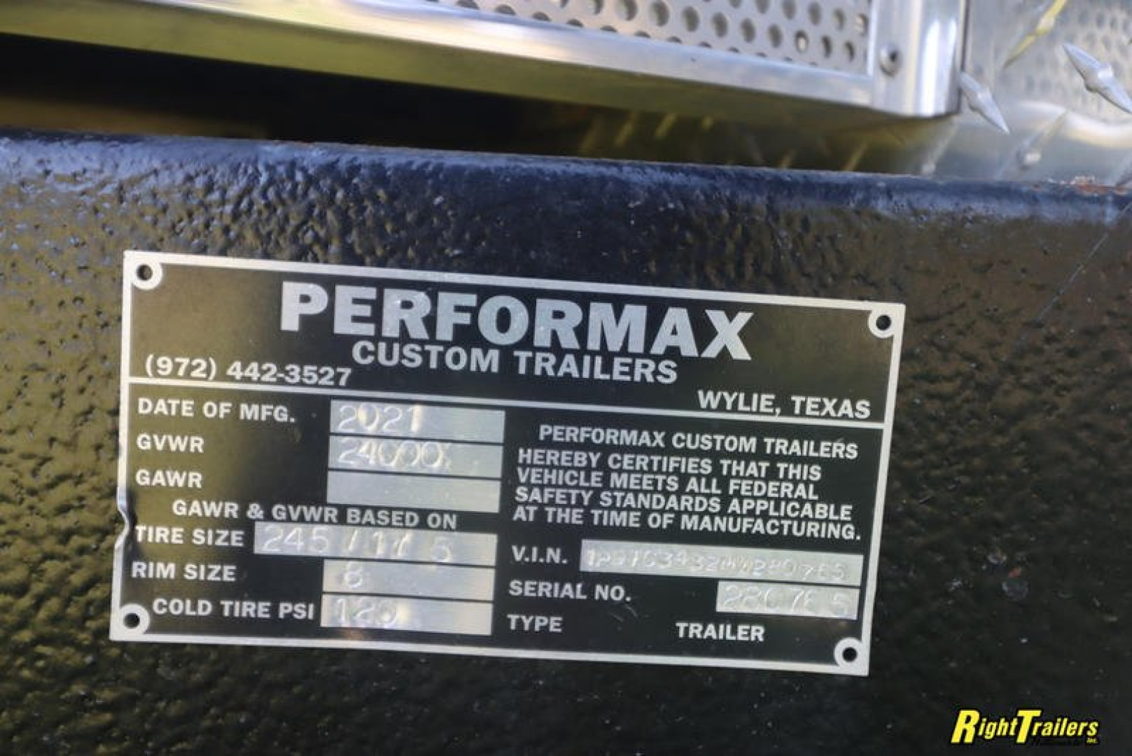 Used 2021 8.5X34 PERFORMAX TRAILER 280765