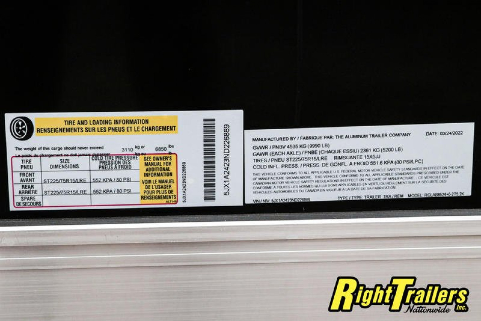 New 8.5x24 ATC Race Trailer RCLAB8524+0-2T5.2K
