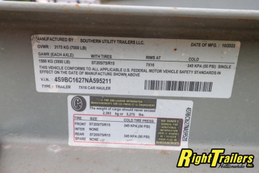 Used 2022 7x16 Southern Utility Car Hauler