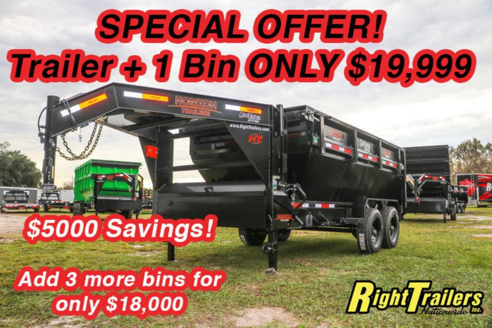 New 2023 7x14 Horizon Gooseneck RDZ Roll Off Trailer RDZGN-14