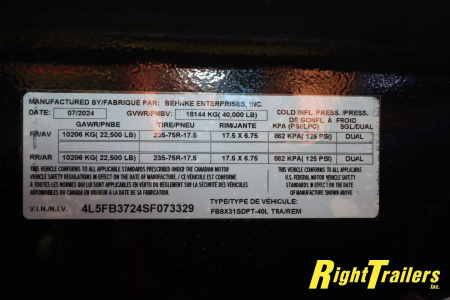New 8.5x31 Behnke Equipment Trailer